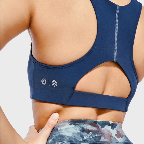 NWOT LULULEMON BLUE TOUGH TRAIN HIGH NECK BRA SIZE 8 - Picture 2 of 6